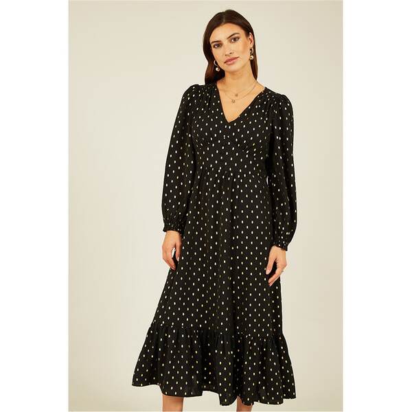 ユミキム レディース トップス ワンピース ミディワンピース プリント ミディ Yumi Black Foil Print Long Sleeve Midi Dress Black ブラック 20,705円