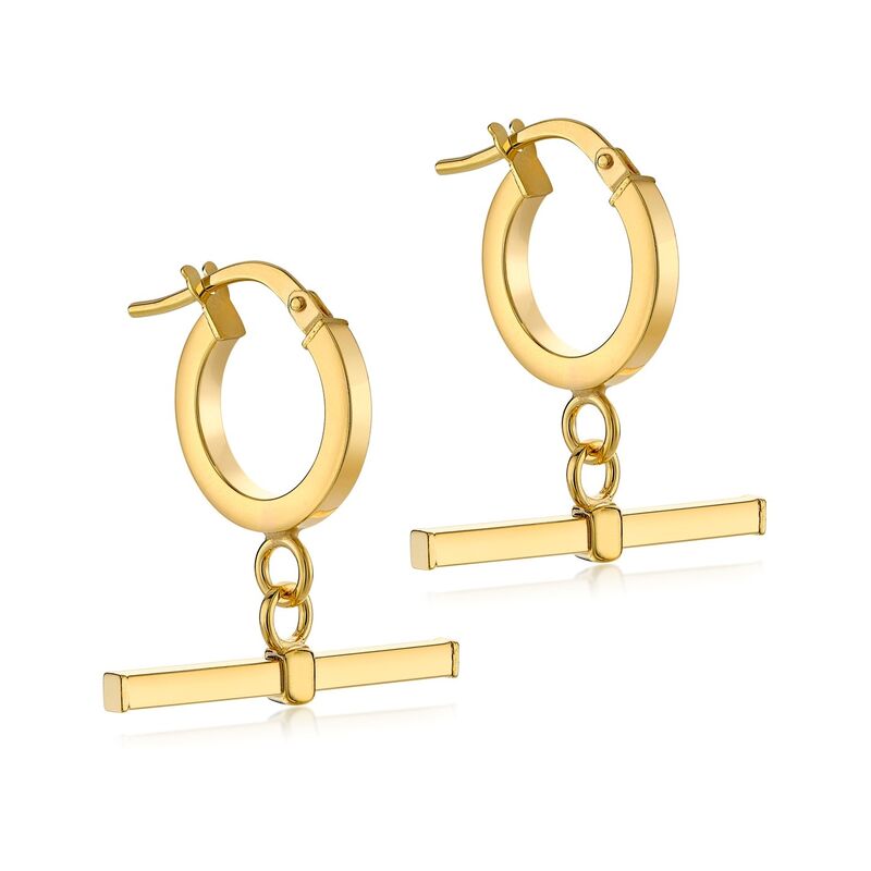 ビー ユー レディース アクセサリー ピアス・イヤリング Be You 9ct Gold Square T-Bar Hoop Earrings Yellow Gold イエロー