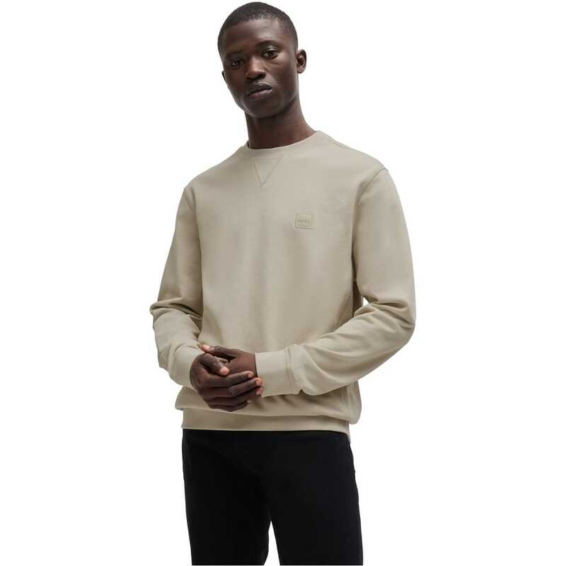 ボス メンズ アウター ニット・セーター クルーネック スウェット シャツ Boss Relaxed-Fit Crewneck Sweatshirt Light Beige 271 ベージュ
