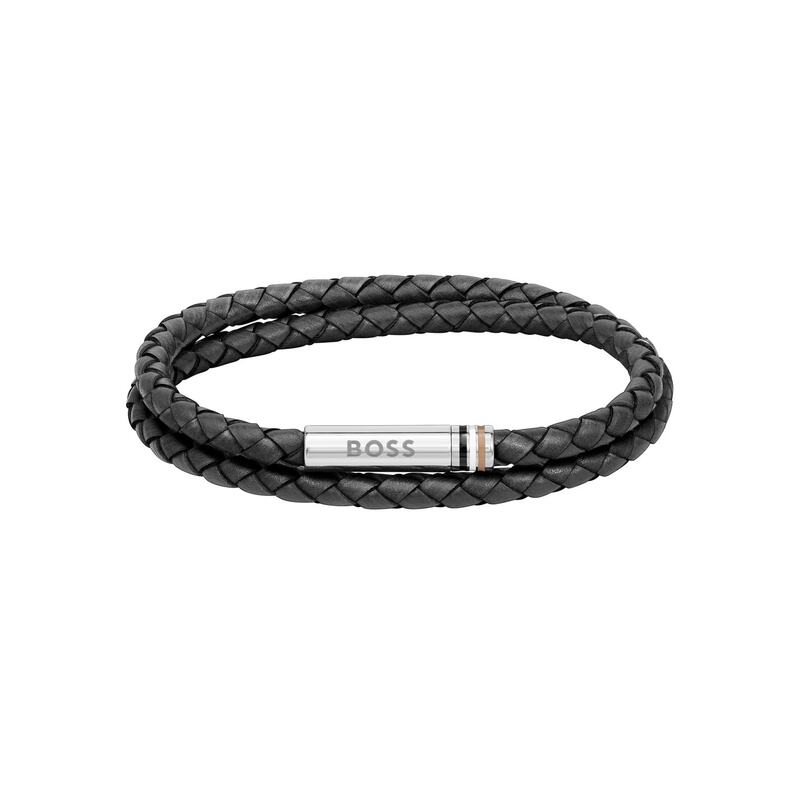 ボス メンズ アクセサリー ブレスレット・バングル・アンクレット レザー Gents BOSS Ares Double Wrap Leather Bracelet Black ブラック