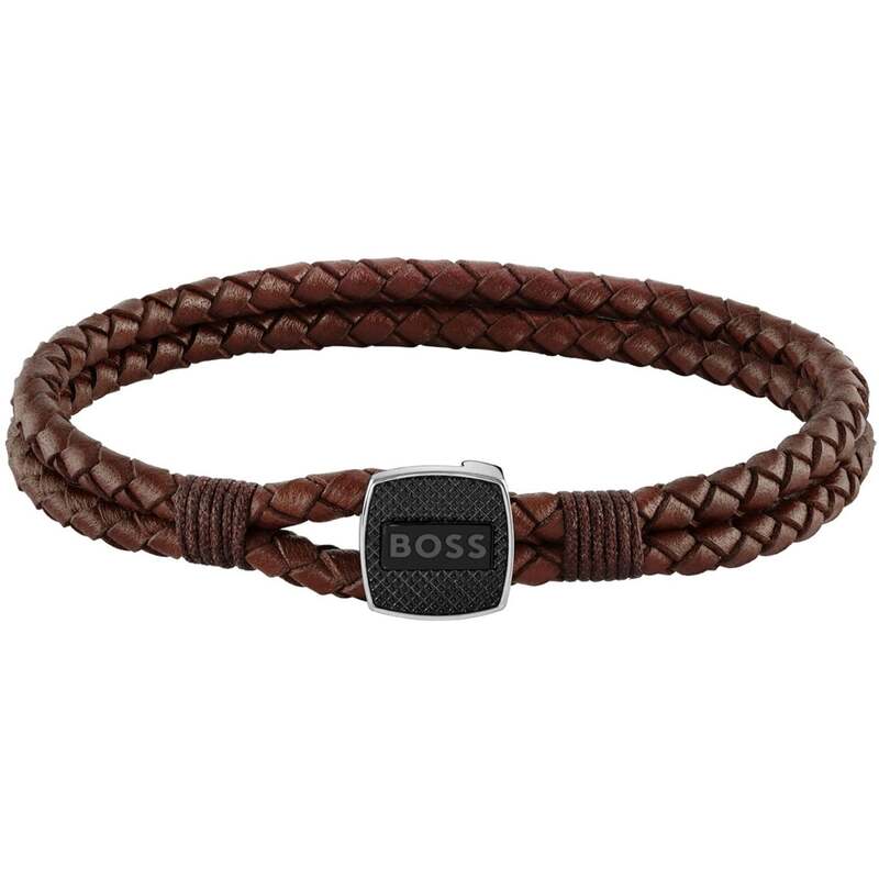 ボス メンズ アクセサリー ブレスレット・バングル・アンクレット レザー Gents BOSS Seal Braided Leather Bracelet Brown ブラウン