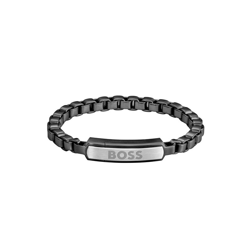 ボス メンズ アクセサリー ブレスレット・バングル・アンクレット Gents BOSS Devon Box Chain Bracelet Black ブラック｜ReVida 店