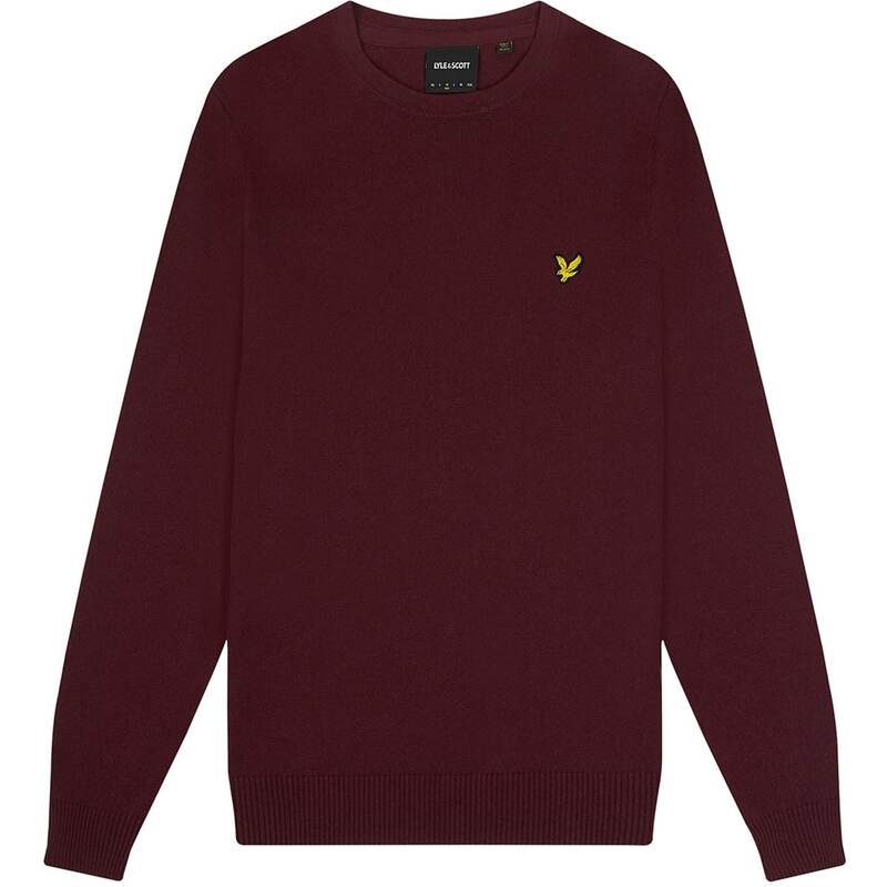 ライルアンドスコット メンズ アウター ニット・セーター セーター ニット Lyle and Scott Merino Crew Knit Sweater Burgundy Z562 バーガンディ｜ReVida 店