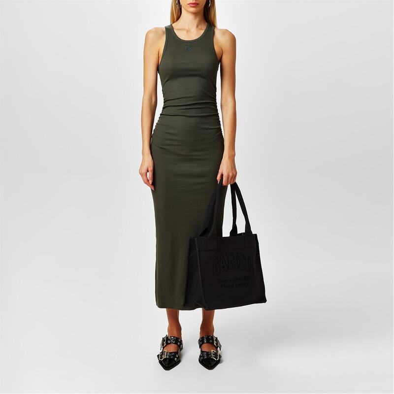 ガニー レディース トップス 衣装 肋筋 Ganni Ribbed Tank Dress Climbing Ivy