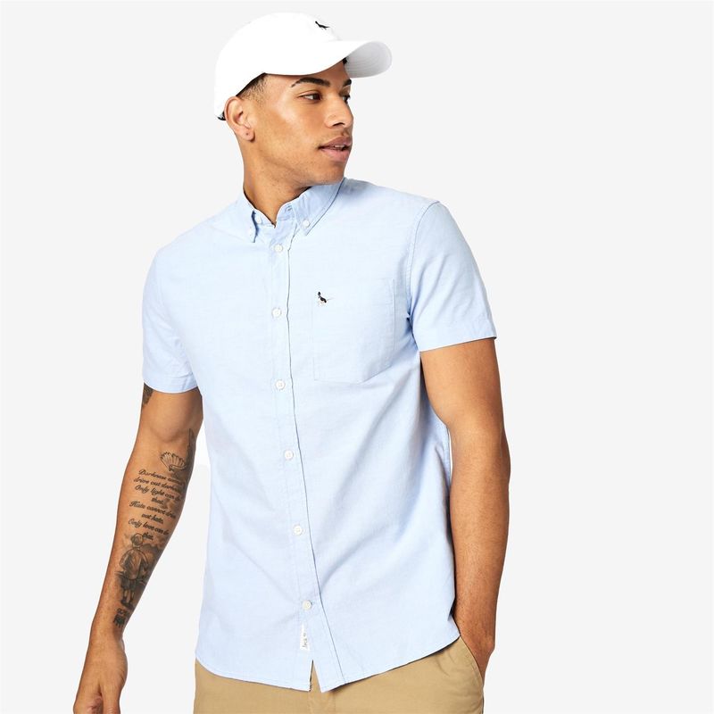 ジャック ウィルス メンズ トップス シャツ オックスフォード Jack Wills Stableton Short Sleeve Oxford Shirt Sky Blue ブルー