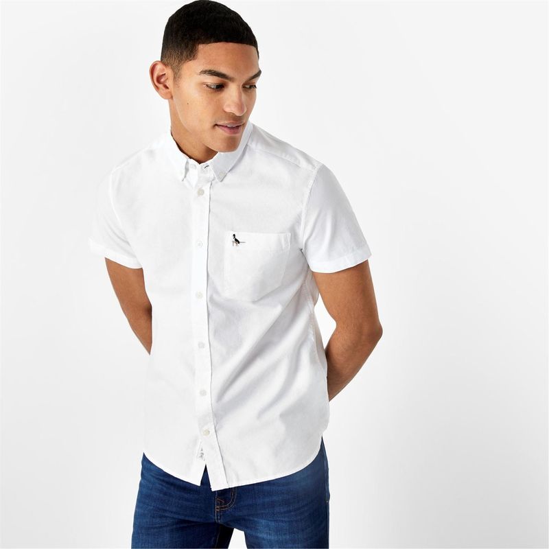 ジャック ウィルス メンズ トップス シャツ オックスフォード Jack Wills Stableton Short Sleeve Oxford Shirt White ホワイト｜ReVida 店