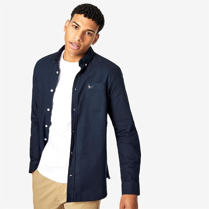ジャック ウィルス メンズ トップス シャツ オックスフォード Jack Wills Wadsworth Plain Oxford Shirt Navy ネイビー