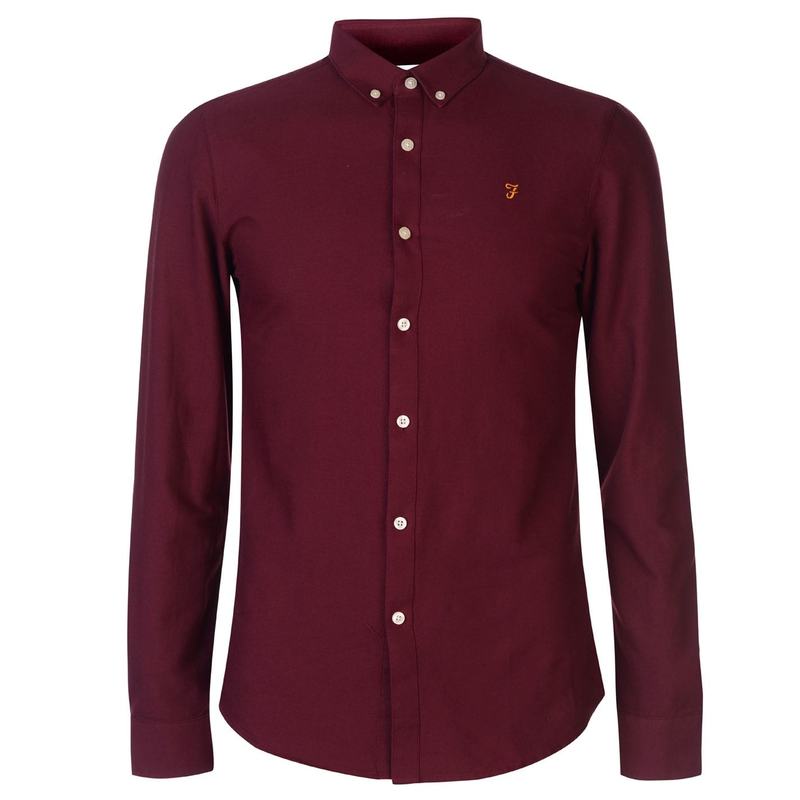 ファーラー メンズ トップス シャツ オックスフォード Farah Oxford Long Sleeve Shirt Burgundy バーガンディ