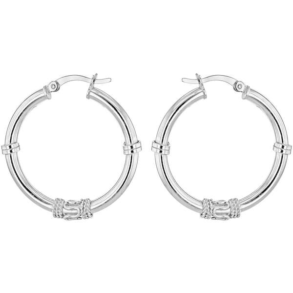 ビー ユー レディース アクセサリー ピアス・イヤリング Be You Sterling Silver Rope-Design Hoops Sterling Silver シルバー
