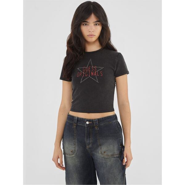 ゲス レディース トップス シャツ Guess Star Std Bby T Ld44 Jet Black Mlt ブラック｜ReVida 店 9,344円