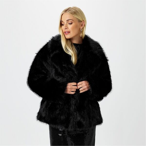 ビバ レディース アウター ジャケット・ブルゾン ジャケット Biba Short Faux Fur Jacket Black ブラック
