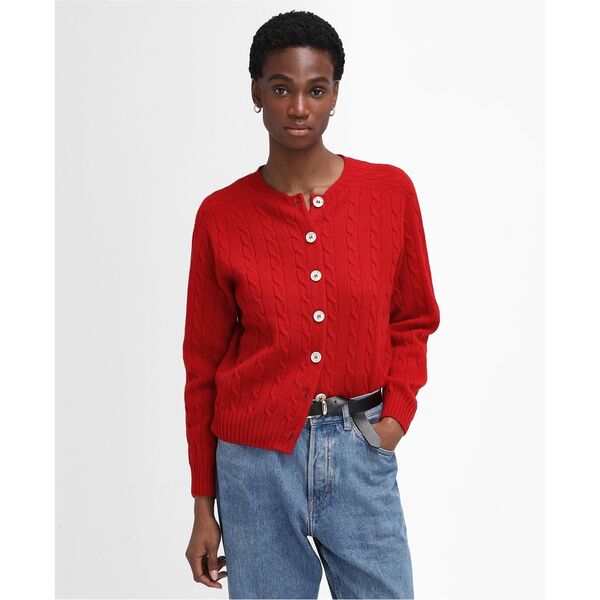 バブアー レディース アウター 編み物・スウェーター ジレー Barbour The Edit by Alexa Gail Cardigan Ruby Red 赤いこと トップス-レディースファッション-セーター