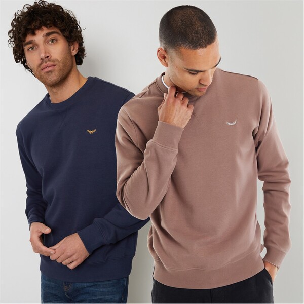 スリードベア メンズ アウター パーカー・スウェット クルーネック スウェット シャツ Threadbare 2 Pack Crew Neck Sweatshirts Navy ネイビー