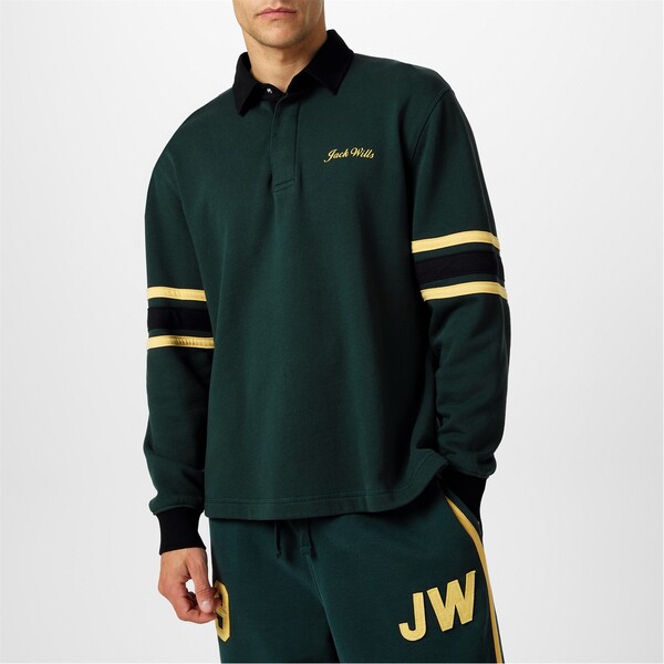 ジャック ウィルス メンズ アウター パーカー・スウェット Jack Wills Stripe Slve Rugby Sn44 Evergreen ストライプ