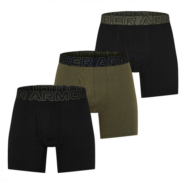 アンダーアーマー メンズ アンダーウェア ボクサーパンツ コットン Under Armour Cotton 6In 3Pk Sn00 Blk/Blk/Grn｜ReVida 店