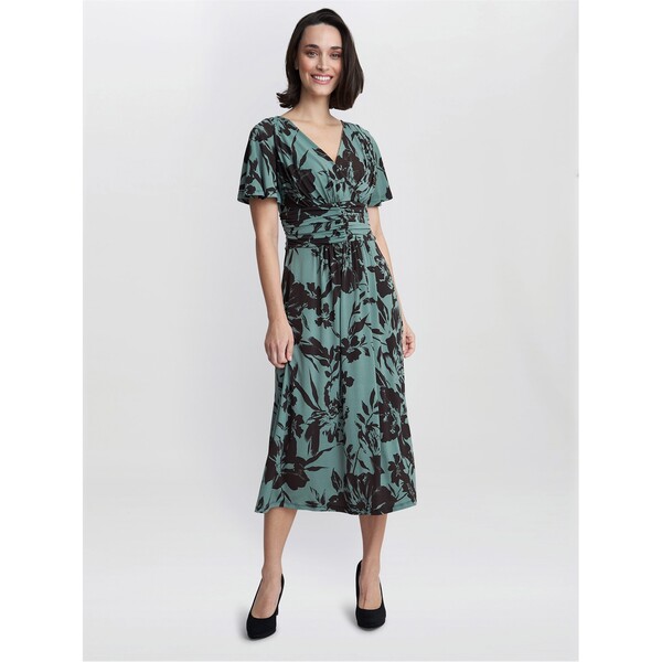 ジーナバッコーニ レディース トップス ワンピース プリント ジャージー Gina Bacconi Heidi Jersey Print Dress SAGE セージ｜ReVida 店