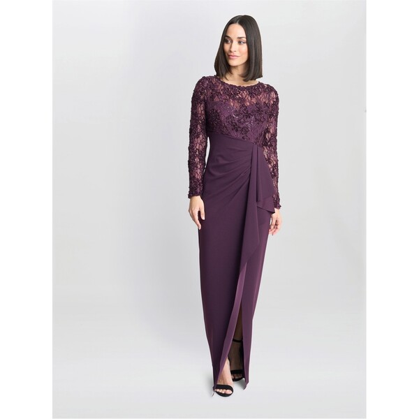 ジーナバッコーニ レディース トップス ワンピース マキシワンピース レース マキシ Gina Bacconi Keeley Lace Bodice & Sleeve Maxi Dress RASPBERRY｜ReVida 店