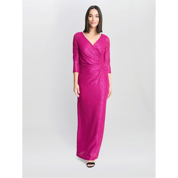 ジーナバッコーニ レディース トップス ワンピース マキシワンピース レース マキシ Gina Bacconi Fearne Lace Wrap Maxi Dress FUCHSIA フューシャ