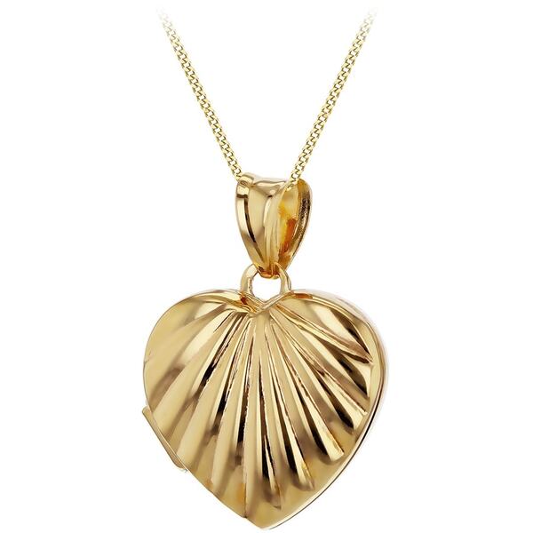 ビー ユー レディース アクセサリー ネックレス・チョーカー・ペンダントトップ リブ レース Be You 9ct Gold Ribbed Heart Locket Necklace Yellow Gold イエロー