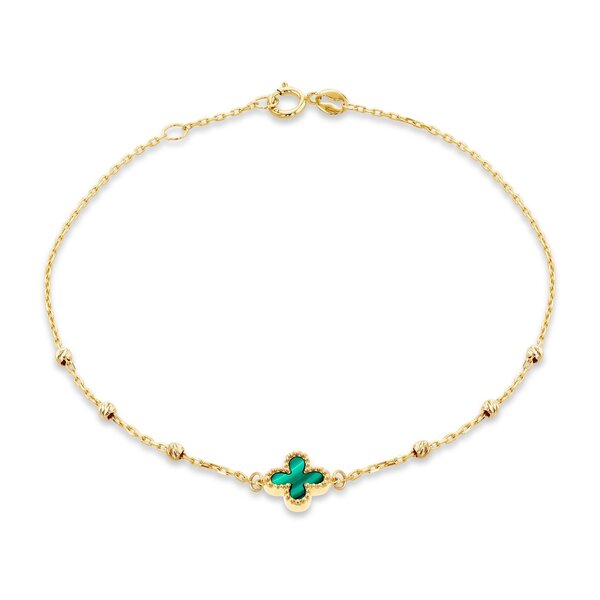ビー ユー レディース アクセサリー ブレスレット・バングル・アンクレット Be You 9ct Gold Malachite Clover Ball Bracelet Yellow Gold イエロー