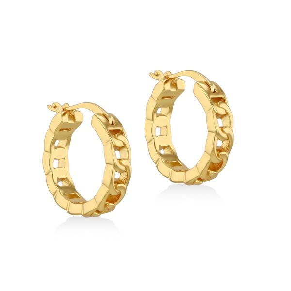 ビー ユー レディース アクセサリー ピアス・イヤリング Be You Sterling Silver Gold Plated Curb Chain Hoops Yellow Gold Plated イエロー