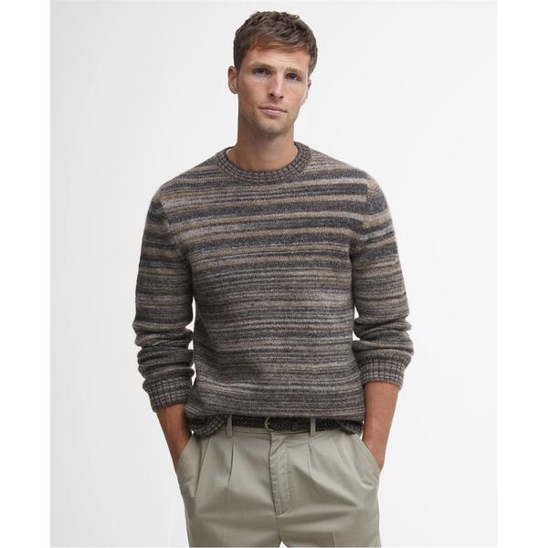 バブアー メンズ アウター ニット・セーター クルーネック Barbour Pateley Striped Crew Neck Jumper Charcoal CH91 チャコール