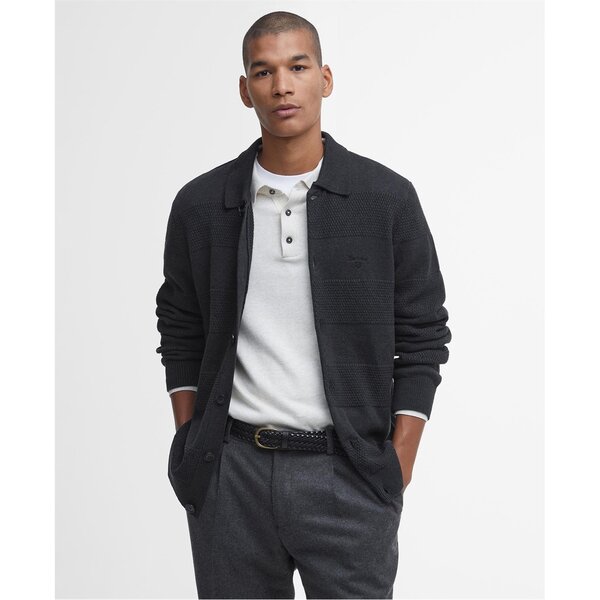 バブアー メンズ アウター 編み物・プルオーバー ジレー Barbour Filley Collared Cardigan Black BK52 黒いこと