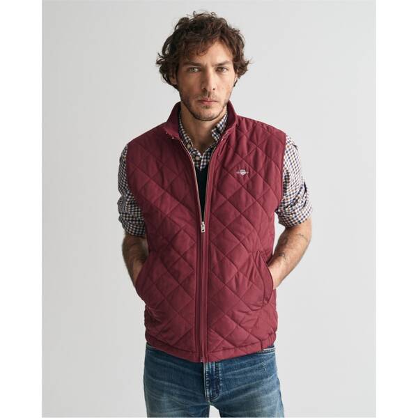 ガント メンズ アウター ジャケット・ブルゾン キルティング ベスト Gant Quilted Windcheater Vest Wine Red レッド