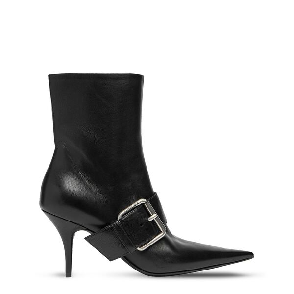 バレンシアガ レディース シューズ ブーツ・レインブーツ アンクル ブーツ なめし革 BALENCIAGA Knife Buckled Leather Ankle Boots Black 黒いこと