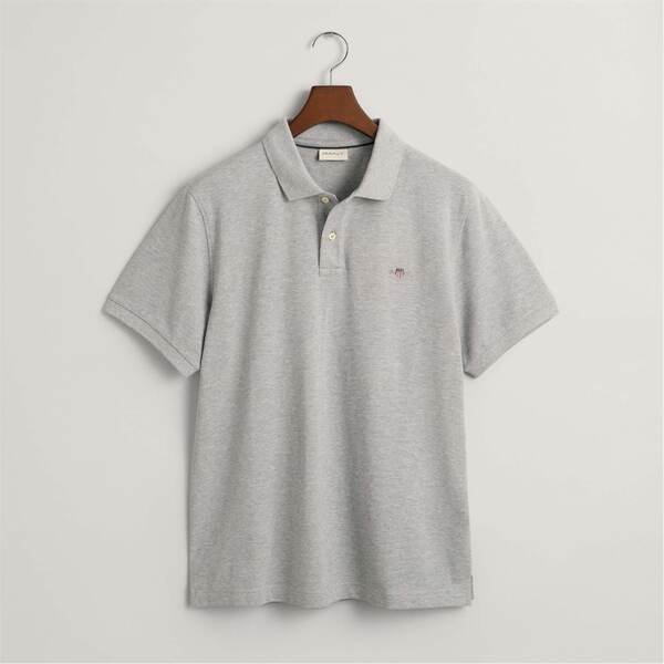 ガント メンズ トップス ポロシャツ 刺繍 Gant Embroidered Archive Shield Polo Shirt Grey グレー