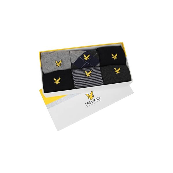 ライルアンドスコット メンズ アンダーウェア 靴下 Lyle and Scott Lyle 6 Pack Sock Gift Box Navy/Gray グレー