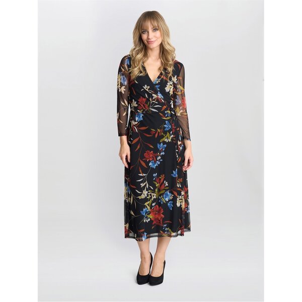 ジーナバッコーニ レディース トップス ワンピース ラップワンピース メッシュ Gina Bacconi Tasmine Floarl Mesh Wrap Dress MULTI マルチカラー