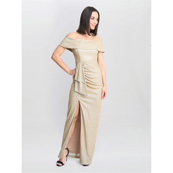 ジーナバッコーニ レディース トップス ワンピース ラップワンピース Gina Bacconi Trudy Bardot Wrap Dress GOLD / SILVER ゴールド
