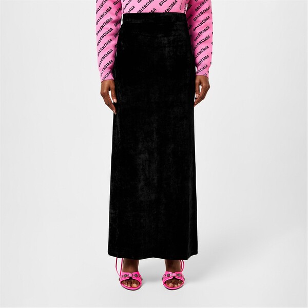バレンシアガ レディース ボトムス スカート ベルベット マキシ BALENCIAGA Velvet Maxi Skirt Black 1000 ブラック