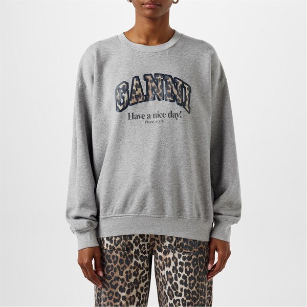 ガニー レディース アウター パーカー・スウェット 労働者の一団のど頚 グラフィック GANNI Graphic Crewneck Jumper Paloma Melange
