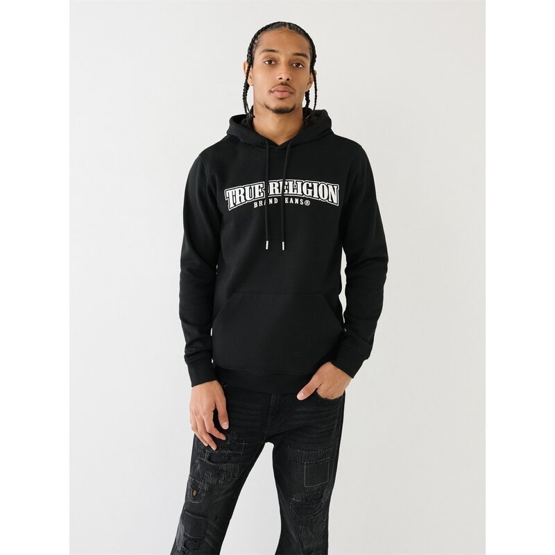 トゥルーレリジョン メンズ アウター パーカー・スウェット プリント パーカー True Religion Painted Horseshoe Puff Print Hoodie Black ブラック