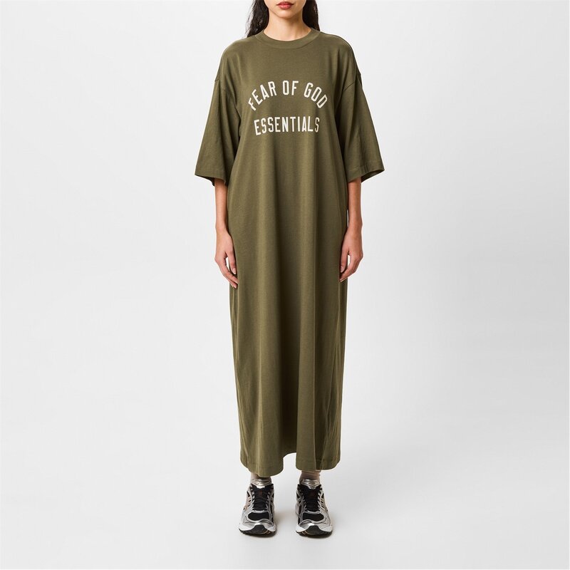 フィアオブゴッド レディース トップス ワンピース FEAR OF GOD ESSENTIALS Tri-Blend three quarterSleeve Dress Military