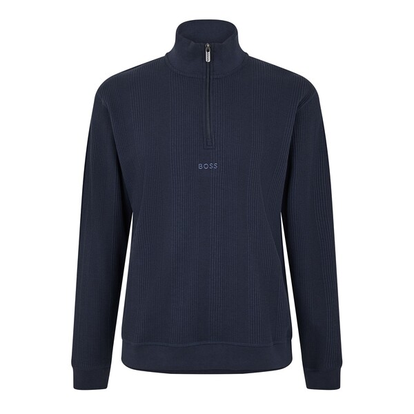 主任者 メンズ アウター パーカー・スウェット ハーフジップ Boss Structure quarter Zip 10269578 01 Dark Blue 403 青色