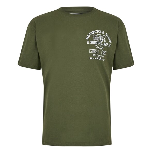 リプレイ メンズ トップス Tシャツ Replay Moto Icon Sn44 532 Army アーミー|ReVida 店