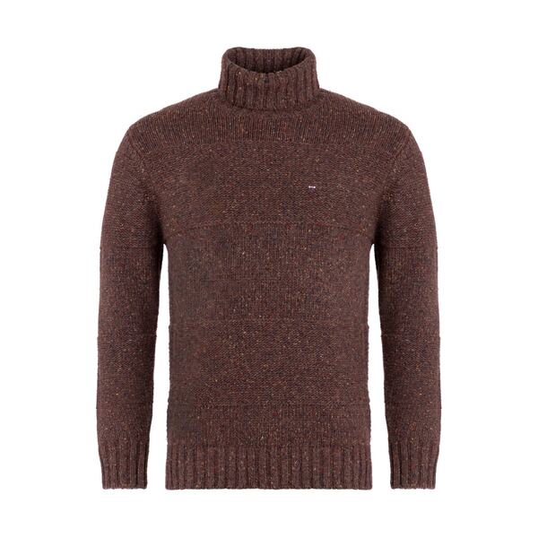 エデン運動場 メンズ アウター 編み物・プルオーバー 編み物 Eden Park Brown mouline combination knit jumper MAM19 赤銅色