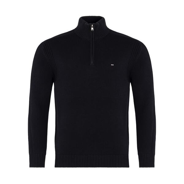 エデン運動場 メンズ アウター 編み物・プルオーバー ハーフジップ 編み物 Eden Park Black quarter zip knitwear NO 黒いこと