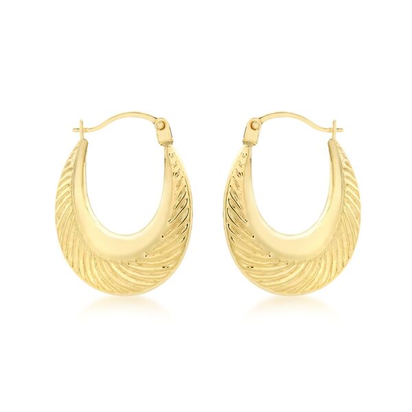 ビー ユー レディース アクセサリー ピアス・イヤリング Be You 9ct Gold Patterned Creole Earrings Yellow Gold イエロー|ReVida 店