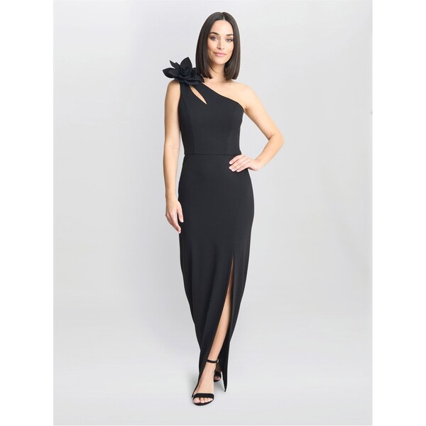 ジーナバッコーニ レディース トップス ワンピース Vネック Gina Bacconi Molly V Neck Illusioned Hem Dress BLACK ブラック