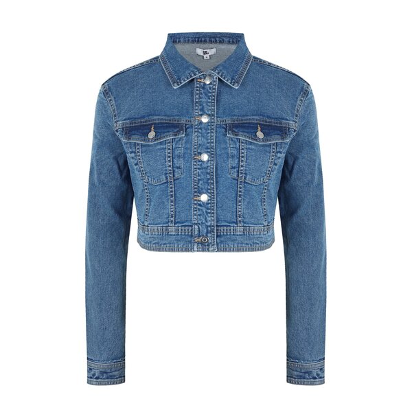 ビー ユー レディース アウター 上衣・上衣 ジーンズ 上衣 Be You Crop Denim Jacket Mid Wash ジーンズ コート・ジャケット-レディースファッション