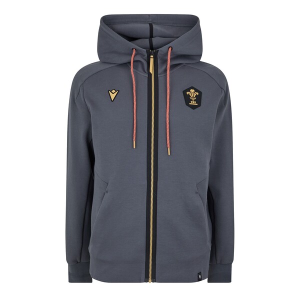 マクロン メンズ アウター パーカー・スウェット パーカー Macron Welsh Rugby Union Athleisue Hoodie 2023 Mens Grey 薄墨色