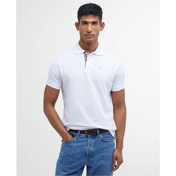 バブアー メンズ トップス Tシャツ ポロシャツ Barbour Tartan Pique Polo Shirt White WH11 ホワイト
