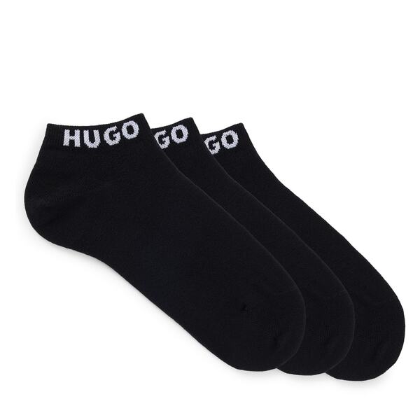フューゴ レディース アンダーお召しもの ソックス アンクル ロゴタイプ Hugo Pack Logo Cuff Ankle Socks Black 黒いこと
