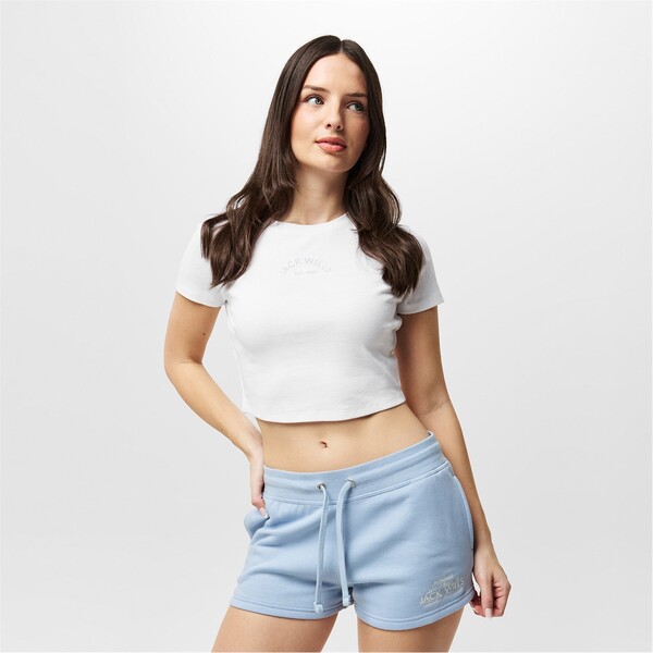 ジャック ウィルス レディース トップス Tシャツ クロップド Jack Wills Cropped Baby Tee White ホワイト
