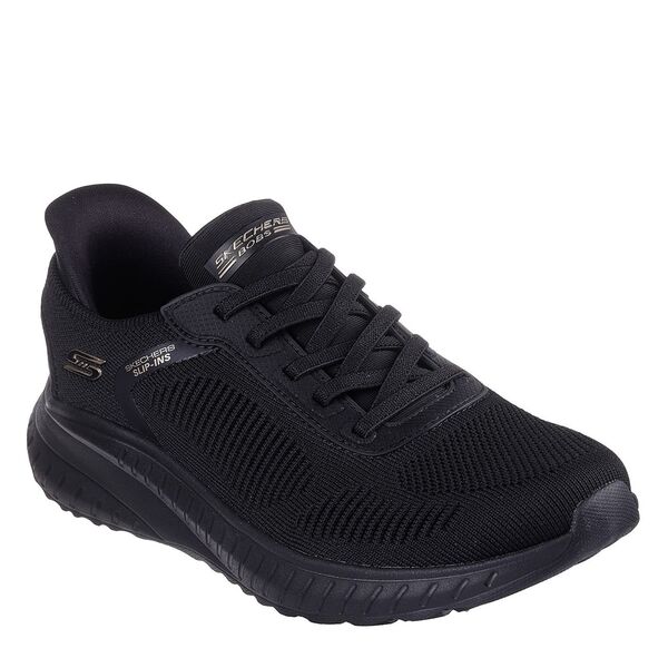 スケッチャーズ レディース シューズ スニーカー 編み物 Skechers Engineered Knit Bungee Slip-Ins Runners Womens Triple Black 黒いこと