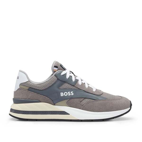ボス メンズ シューズ スニーカー Boss Kurt Running Trainers Grey グレー